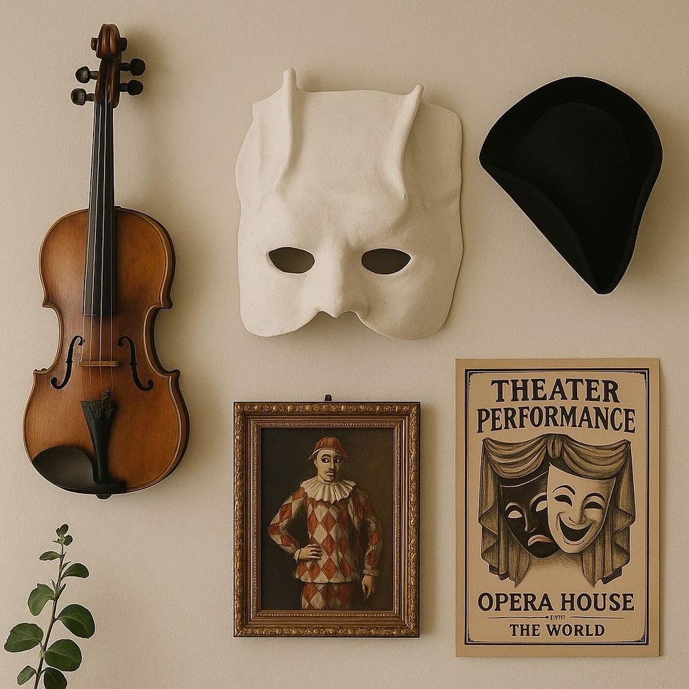 Artisan Crafted Papier-mâché Mask Halloween Mardi Gras Wall Decor Theater - Picture 5 of 12